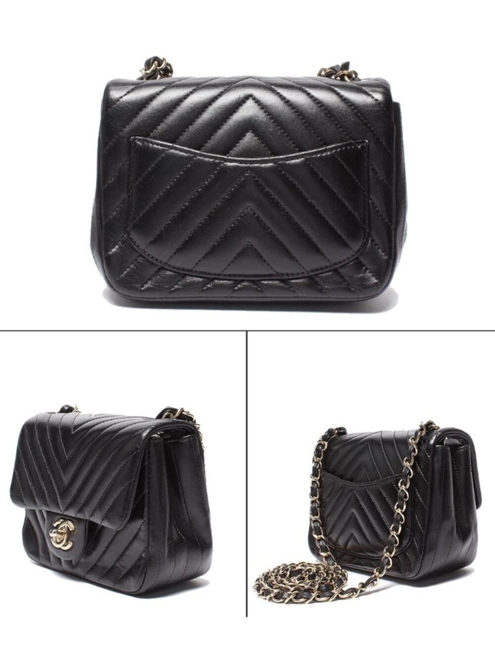 Chanel Chain Shoulder Bag Mini Quilted Stitch Single Flap Gold Chez Blanc - Picture 2 of 10